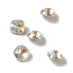 Light Crystal AB K9 Glass Rhinestone Cabochons, Pointed Back & Back Plated, Square, Light Crystal AB, 6x6x3mm