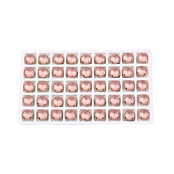 Светло-Персиковый Aurora(jm) пришиваем горный хрусталь, граненый стеклянный горный хрусталь, многожильных ссылки, с латунной оправой золотистого цвета, плоско-круглые, светлый персик, 10x6.5 мм, отверстие : 1 мм