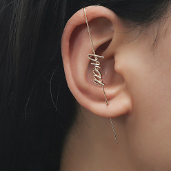 Слово Латунные горный хрусталь серьги манжеты, золотые, слово, 8 мм