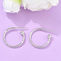 Платинированный Латунь серьги, серьги-кольца, с родиевым покрытием 925 булавка из стерлингового серебра, долговечный, Реальная платина, 20x21x4 мм, штифты : 0.8 мм