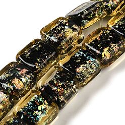 Темно-Золотистый Нити стеклянных бусин из дихроичной фольги ручной работы, квадратный, темные золотарник, 12~12.5x12~12.5x6.5~8 мм, отверстие : 1.6 мм, около 33 шт / нитка, 16.02'' (40.7 см)
