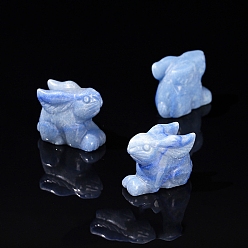 Синий Авантюрин Окрашенный и нагретый натуральный синий авантюрин для украшения витрины, украшение домашнего офиса, кролик, 42 мм