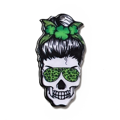 Human Акриловые подвески с принтом на хэллоуин, день Святого Патрика, Рисунок девушки, 38.5x20x2 мм, отверстие : 1.8 мм