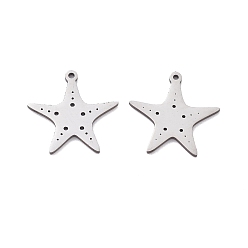 Нержавеющая Сталь Цвет 201 прелести нержавеющей стали, лазерная резка, звезда очарование, анти-тускнение, цвет нержавеющей стали, 15x15.5x1 мм, отверстие : 1 мм