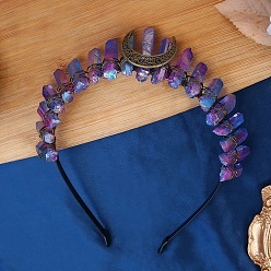 Античная Бронза Гальванизированные кварцевые хрустальные обручи для волос, аксессуары для волос для женщин и девочек, античная бронза, 180x150x30 мм