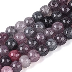 Темно-серый Нити из окрашенных стеклянных бусин с эффектом омбре и эффектом кракелюра, имитация драгоценных камней, круглые, темно-серый, 6~6.5 мм, отверстие : 0.8~1 мм, около 138~146 шт / нитка, 29.92~31.89 дюйм (76~81 см)