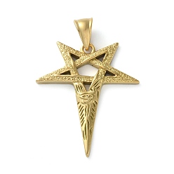 Золотой 304 подвески из нержавеющей стали, перевернутая звезда с глазом Гора, ионное покрытие (ip), золотые, 38x33.5x4 мм, отверстие : 9x5 мм