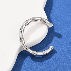 Нержавеющая Сталь Цвет 304 из нержавеющей стали Манжета кольца для женщин, бамбук совместное, цвет нержавеющей стали, 3 мм, внутренний диаметр: регулируемый