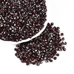 Темно-Красный Краска для выпечки пикассо стеклянные бусины, двухконусные, темно-красный, 4~4.5x3.5~4 мм, отверстие : 0.9~1.2 мм, Около 6165 шт / фунт