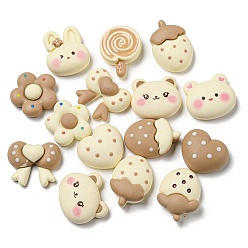 Mixed Shapes Непрозрачная смола декодирует кабошоны, для изготовления ювелирных изделий, клубника/леденец/мишка, разнообразные, 19~24x18~23x6~10 мм