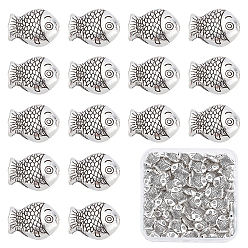 Античное Серебро Сплавочные овальные бусины тибетского стиля , без кадмия и без свинца, рыба, античное серебро, 14x11x4 мм, 100 шт / коробка