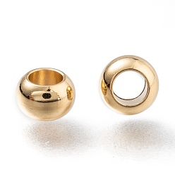 Настоящее золото 24K Латунные бусины, долговечный, рондель, реальный 24 k позолоченный, 6x3.5 мм, отверстие : 3 мм