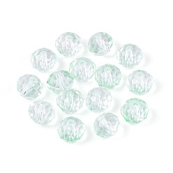 Аквамарин Выпечка расписные прозрачные стеклянные бусины, рондель, граненые, аквамарин, 9.5~10x7.5~8 мм, отверстие : 1.6 мм, Около 1085 шт / 1000 г
