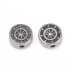 Antik Silber Farbe 304 Edelstahlkugeln, flach rund und Helm, Antik Silber Farbe, 10.5x4.5 mm, Bohrung: 1.5 mm