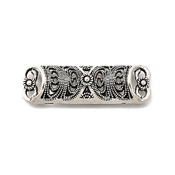 Античное Серебро Тибетский стиль сплав соединительные подвески, без кадмия и без свинца, Прямоугольник с цветком, античное серебро, 10x32x5 мм, отверстие : 2x5 мм