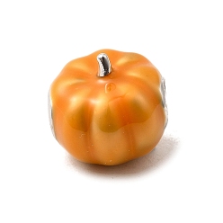 Тыква 925 стерлингового серебра эмали европейские шарики, бусины с большим отверстием, тыква, 13x12x11 мм, отверстие : 4.3 мм