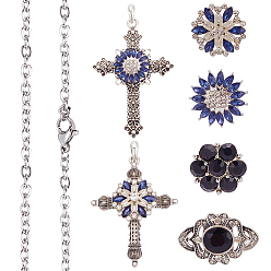 (52) Непрозрачная лаванда Набор для самостоятельного изготовления сменного кулона-ожерелья, в том числе 304 ожерелье из троса из нержавеющей стали, подвески из сплава с защелкой и кнопка с защелкой в виде цветка, разноцветные, 8 шт / коробка