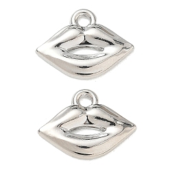 Platinum Alloy Pendants, Lip Charm, Rack Plating, Platinum, 12x16x2mm, Hole: 1.8mm