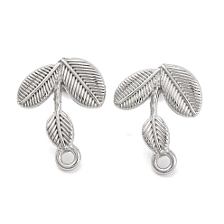 Нержавеющая Сталь Цвет Не тускнеет 304 фурнитура для сережек-гвоздиков из нержавеющей стали, лист, цвет нержавеющей стали, 23x18.5 мм, отверстие : 2.5 мм, штифты : 11x0.5 мм