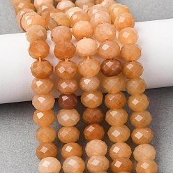 Красный Авантюрин Натуральный красный авантюрин бисер нитей, рондель, граненые, 8x5.5~6 мм, отверстие : 1 мм, около 62 шт / нитка, 15.04'' (38.2 см)