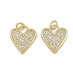 Настоящее золото 16K Латунные микро проложить кубического циркония подвески, сердце прелести, с целью перехода в кольце, реальный 16 k позолоченный, 14.5x3.5 мм, отверстие : 3.2 мм