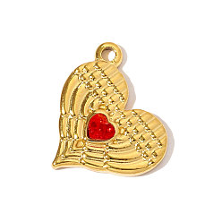 Настоящее золото 18K 304 микро нержавеющей стали прокладывать Цирконом подвески, сердце прелести, зеркальная полировка, ионное покрытие (ip), реальный 18 k позолоченный, 17x15 мм