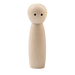 BurlyWood Unfinished Wooden Peg Dolls, Wooden Boy Peg with Printed Eyes, for Children's Creative Paintings Craft Toys, BurlyWood, 2x7cm