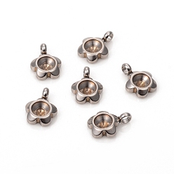 Stainless Steel Color Tarnish Resistant 201 Stainless Steel Pendants Rhinestone Settings, for Pointed Back Rivoli Rhinestone, Flower, Stainless Steel Color, Fit for 4mm rhinestone, 9.5x7x2mm, Hole: 1.4mm