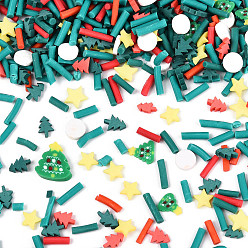 (52) Непрозрачная лаванда Ручной полимерной глины кабошонов, Новогодняя тема, разнообразные, разноцветные, 2~18x1.5~9x0.4~3 мм