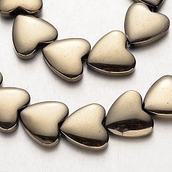 (252) Цвет внутри: морской / фиолетовый на подкладке Гальванизировать немагнитных синтетический гематит нитей бисера, сердце, античная бронза покрытие, 15x15x5 мм, отверстие : 1 мм, около 31 шт / нитка, 15.7 дюйм