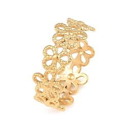 Цветок 304 открытые кольца манжеты из нержавеющей стали, золотые, цветок, 8 мм, внутренний диаметр: 18 мм