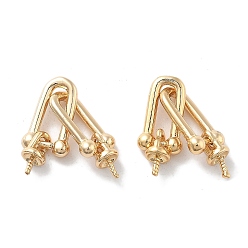 Настоящее золото 18K Латунная застежка крюка, без кадмия, без никеля и без свинца, за половину пробурено бисера, реальный 18 k позолоченный, 24 мм