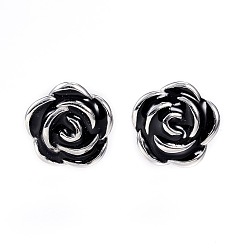 Нержавеющая Сталь Цвет 316 серьги-гвоздики из хирургической нержавеющей стали, с эмалью, цветок, цвет нержавеющей стали, 13 мм , штифт: 0.8 мм