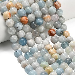 Аквамарин Природные Аквамарин бисер нитей, круглые, сгладить, 9.5~10 мм, отверстие : 1 мм, около 38~39 шт / нитка, 14.96''~15.20'' (38~38.6 см)