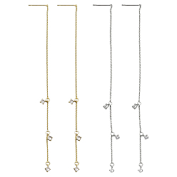 (52) Непрозрачная лаванда 2 пары 2 цветные серьги с прозрачным кубическим цирконием, латунные серьги с длинными кисточками, разноцветные, 133 мм, 1 пара / цвет