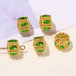 Lime green Messing Perlen, mit Glas Zubehör, lime green, 12x9 mm