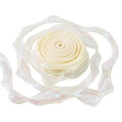 Papaya Látigo Borde de encaje de poliéster, Cinta de organza plana de color arcoíris, cinta iridiscente para bowknot, flor, decoración de regalo, PapayaWhip, 1-5/8 pulgada (40 mm), aproximadamente 40.00 yardas (36.58 m) / rollo