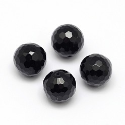 Black Onyx Бусины из натурального черного оникса, граненые круглые, окрашенная и подогревом, половине просверлил, 10 мм, отверстие : 1.5 мм