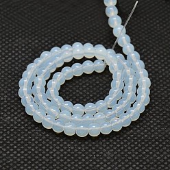 White Round Opalite Beads Strands, Grade AA, White, 6mm, Hole: 1mm, about 69pcs/strand, 15.55 inch(39.5cm)