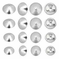 Silver 304 Stainless Steel Bead Caps, Apetalous, Half Round, Silver, 4x1.5mm, Hole: 0.8mm, 80pcs/box