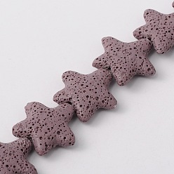 Фиолетовый Бусы из натуральной лавы, морская звезда / морские звезды, окрашенные, фиолетовые, 24~25x7~8 мм, отверстие : 1 мм, около 18 шт / нитка, 15 дюйм