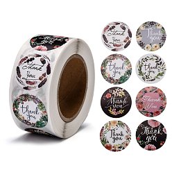 Coloré 1 pouces merci autocollants, autocollants autocollants en papier kraft autocollants, étiquettes adhésives, pour le festival, Noël, cadeaux de vacances, avec le mot merci, colorées, autocollant: 25 mm, 500pcs / roll