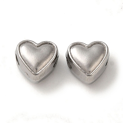 Нержавеющая Сталь Цвет Не тускнеет 304 бусины из нержавеющей стали, сердце, цвет нержавеющей стали, 8x8.5x6 мм, отверстие : 2 мм
