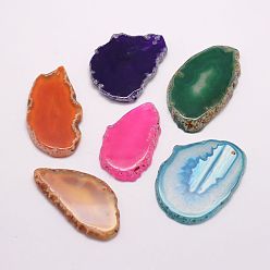 (52) Непрозрачная лаванда Природные подвески агат, окрашенная и подогревом, самородки, разноцветные, 47~71x28~44x4~6 мм, отверстие : 2 мм