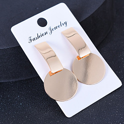 Золотой Прямоугольник с плоскими круглыми висячими серьгами-гвоздиками из сплава, золотые, 50 мм