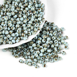 Светло-голубой Выпечка краска стеклянные бусины, круглые, граненые, светло-голубой, 4~4.5x3~3.5 мм, отверстие : 0.9~1.2 мм, Около 666 шт / 50 г