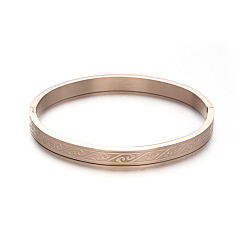 Розовое Золото Ионное покрытие (ip) красивый дизайн резная лоза 304 браслеты из нержавеющей стали, розовое золото , 50x59 мм, 6 мм