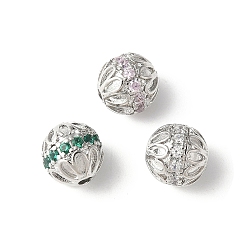 (52) Непрозрачная лаванда Латунные микро проложить кубического циркония бусы, круглые, стойки покрытие, прочное покрытие, без кадмия и без свинца, разноцветные, 7.5x8 мм, отверстие : 1.8 мм