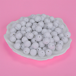 White Round Silicone Focal Beads, Chewing Beads For Teethers, DIY Nursing Necklaces Making, White, 15mm, Hole: 2mm