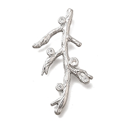 Платина Латунные микро проложить кубического циркония подвески, форма ветки, платина, 41x24.5x4.5 мм, отверстие : 2.5x2 мм